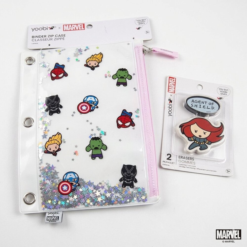 ⚡ Yoobi x Marvel Avengers Binder Zip Case & Black Widow Eraser Set | NWT ⚡